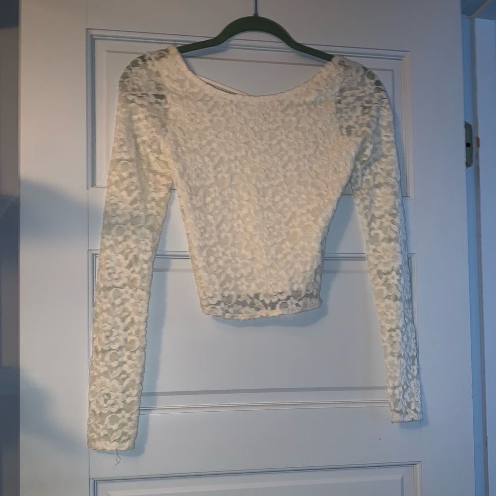 Abercrombie and Fitch White lace crop top